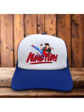 King Fury Mens Trucker Hat Blue Swedish Martial Arts Miami FL Comedy Film